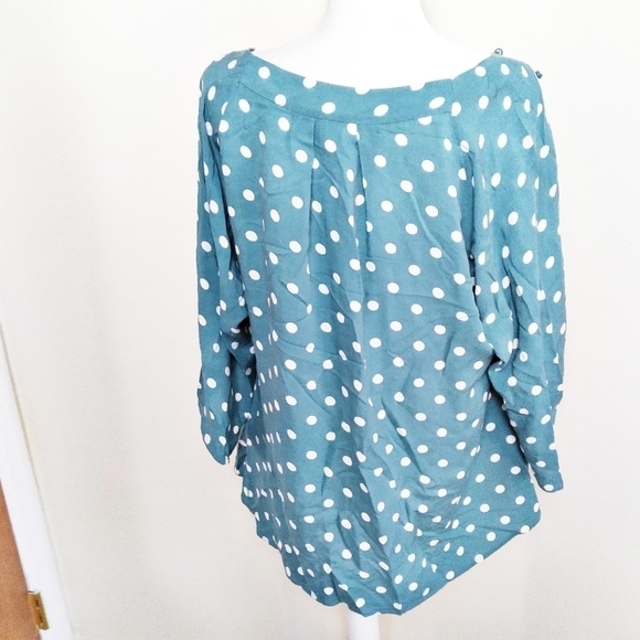 Anthropologie Maeve Blue and White Braxton Polka Dot Blouse Size Medium - Picture 3 of 9